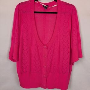 Torrid Heart Stitch Cardigan in Pink Cropped